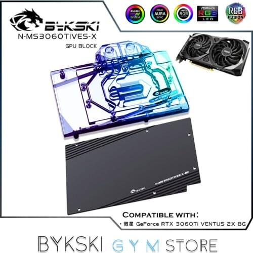 Bykski GPU With Backplate Block For MSI RTX 3060Ti VENTUS 2X 8G Radiator,VGA Block,GPU Watercooler 12V/5V RGB N-MS3060TIVES-X