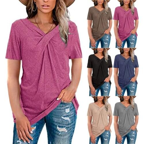 INITIALDREAM Women's Plain T-shirts