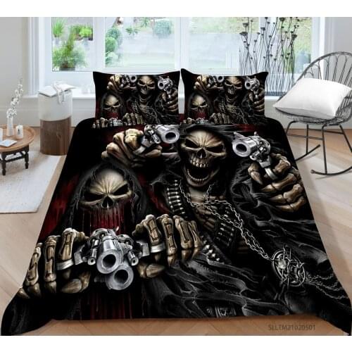 Hot Style Soft Bedding Set 3d Digital Skull Printing 2/3pcs Duvet Cover Set Single Twin Double Full Queen King Bedclothes