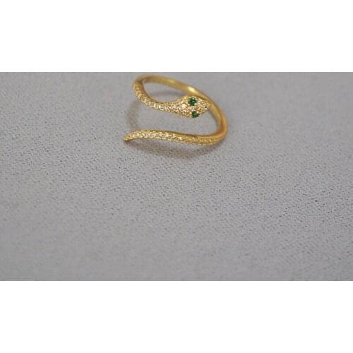 Korean version creative clever green eyes cute smart little snake opening ring index finger ring temperament simple woman