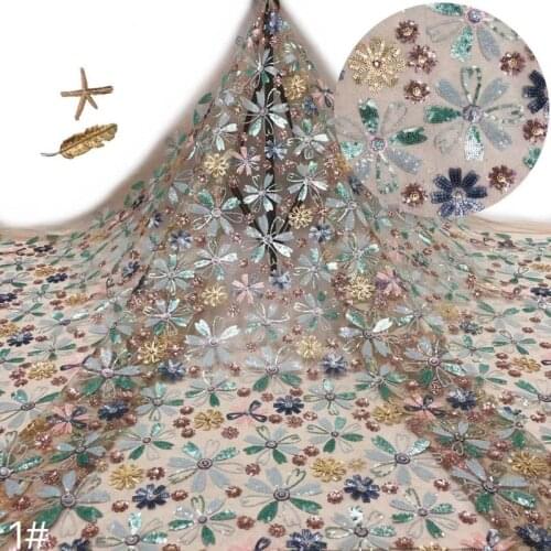 2021 new sequin flower embroidery lace fabric DIY skirt costume dress accessories high quality lace fabrics