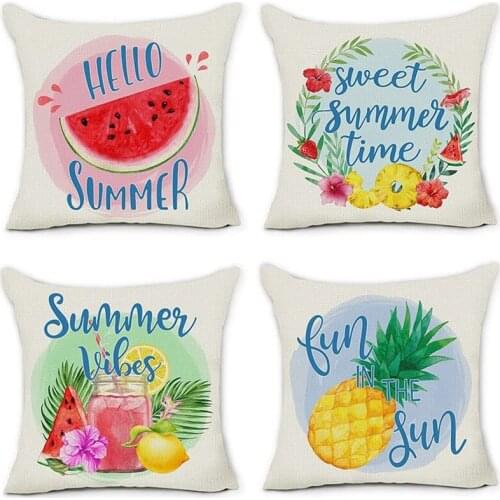 Summer Pillow Covers 18X18 Set of 4 Outdoor Decorative Throw Pillows Inserts Cases Farmhouse Decor for Home Couch Sofa