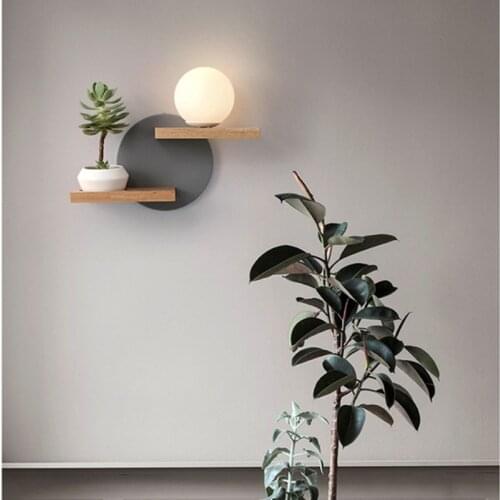 Japanese style wall lamp personality creative bedroom decoration Nordic minimalist style guest dining room bedside solid wood