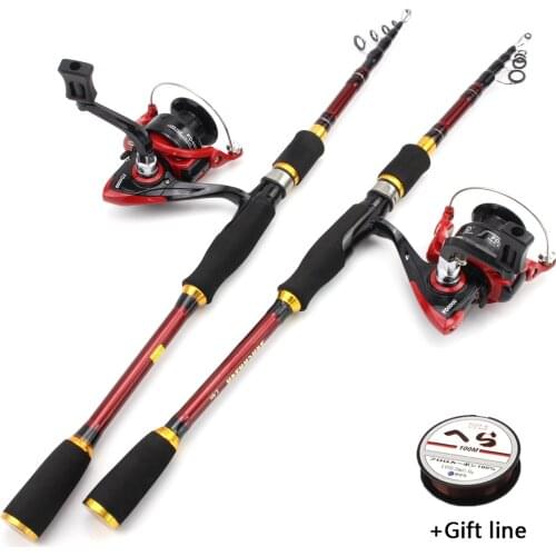 NEW 1.8m-2.7m Rod Reel Combos Fishing rod with reel Set Carbon lure fishing rod Travel beginner fishing fish Tackle Portable