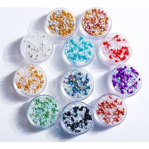 1Piece Set 3D Nail Rhinestones Irregular Circle Stones Mixed Colorful DIY Design Woman Nails Glitter Decorations Crystals 9g