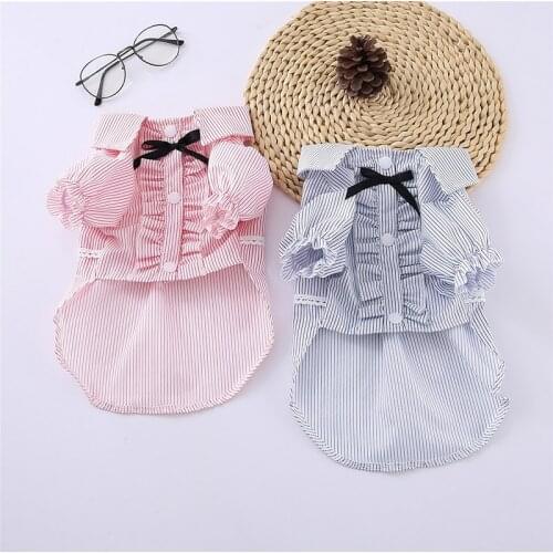 Pet Dog Clothes for Small Dogs Cats Sweet Puppy Shirt T-Shirt Striped Dog Clothes Costume for Summer Chihuahua shih tzu Clothing