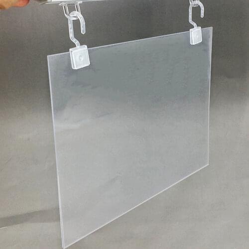 Plastic PVC Price Label Paper Promotion Signs Posters Display Protective Cover Holder A4A5/Customized Size Hanging Hook 20 Sets