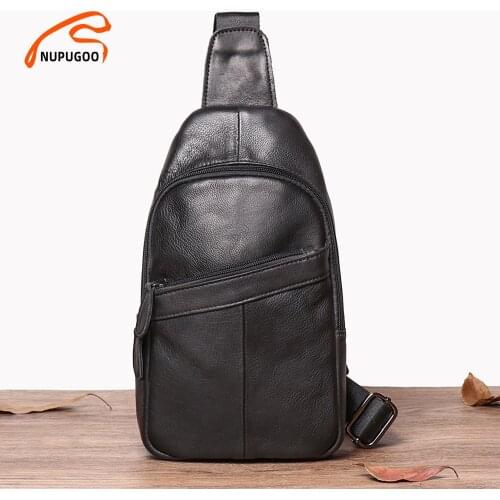 Simple Classic Shoulder Bag For Men Genuine Leather Casual messenger Chest Bag Fashion Brand Small Backpack For 7.9 Inch Ipad