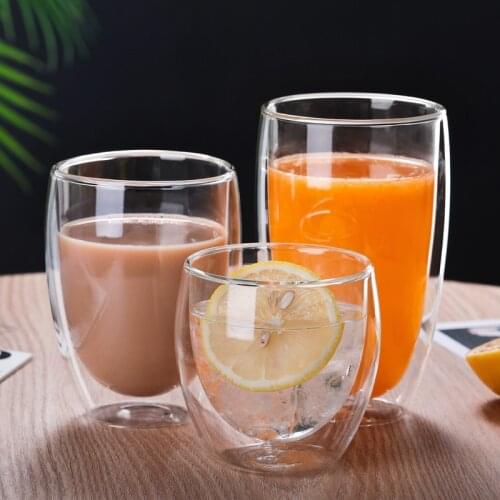 Transparent double insulated glass coffee cup milk whiskey tea beer cocktail vodka glass drinking utensil tumbler cup