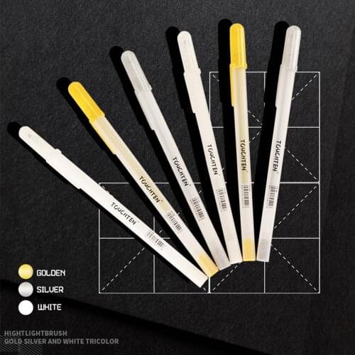 Party DIY 0.8mm White Marker Pen Sketching Painting Pens Art Stationery Supplies Pen Gold Silver Color For Paint Drawing Brushes