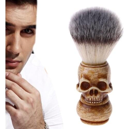 Shaving Brush Badger Bristle Hair Skull Hand Made Wooden Handle -Mens Gift