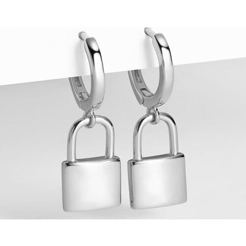 925 Sterling Silver 2020 Vintage Padlock Earrings Tiny Hoop Earrings for Women Small Pendant Lock Earrings Love Lock Jewelry