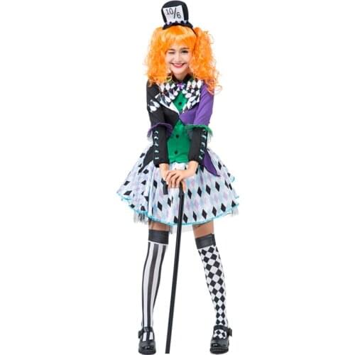 Adult Ladies Mad Costume Halloween Hen Party Alice Hatter Fantasia Fancy Dress