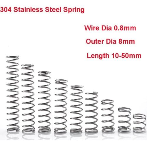 Y Type Spring 304 Stainless Steel Pressure Spring Wire Dia 0.8mm Outer Dia 8mm Length 10-305mm