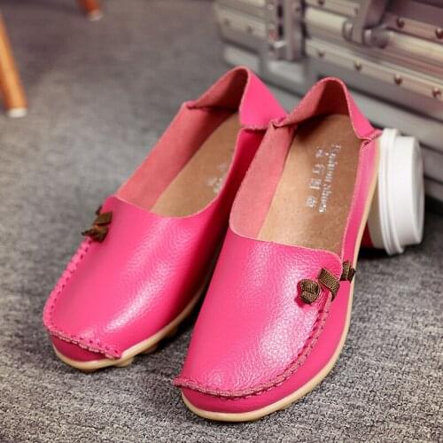 Womens leather shoes middle aged and old womens shoes fashionable large size old peoples shoes soft cow tendon sole shoeja