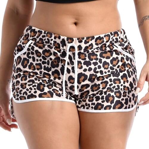 Women Summer Loungewear Casual Shorts Leaf Floral Print Quick-dry Mid Waist Swim Trunks Beachwear Shorts with Pockets Running