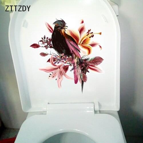 ZTTZDY 22.8×23.5CM Delicate Bird Feathers Bathroom Toilet Decoration Home Bedroom Wall Stickers Decals T2-1113