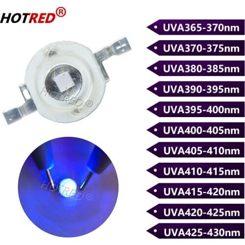 10pcs-100pcs 3W UV High Power LED Light Beads Ultra Violet Purple LED Chip 360nm 365nm 370nm 380nm 390nm 395nm 400nm 405nm 430nm