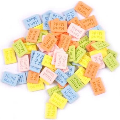 20Pcs Multicolor Flannelette Embossed Handmade Labels Sewing Accessories For Clothes Care Bags Garment Tags DIY Crafts 20x14mm