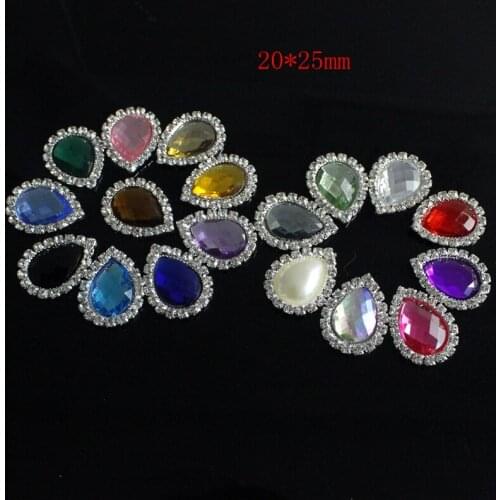 2018 Special Offer Top Fashion 10pcs/lot 20*25mm 18 Color Bling Wedding Buttons Factor Outlets Rhinestones Diy Hair Accessory