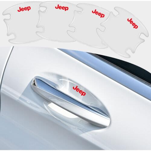 4pcs Car Door Handle Decorative Sticker For Jeeps Renegade Compass Grand Cherokee Wrangler JK Command Patriot Car Accessories