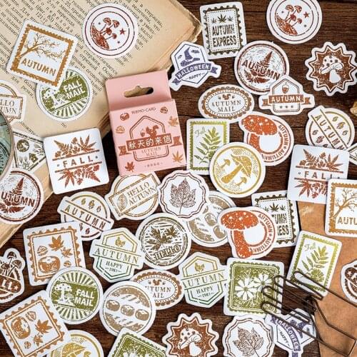 46 pcs/box Vintage autumn letters Postmark sticker package DIY diary decoration sticker album scrapbooking