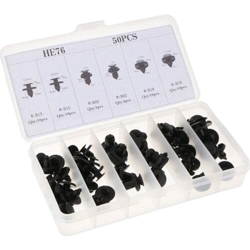 50 Pieces 6 Kinds Car Auto Push Pins Rivet Bumper Trim Panel Clips Assortment