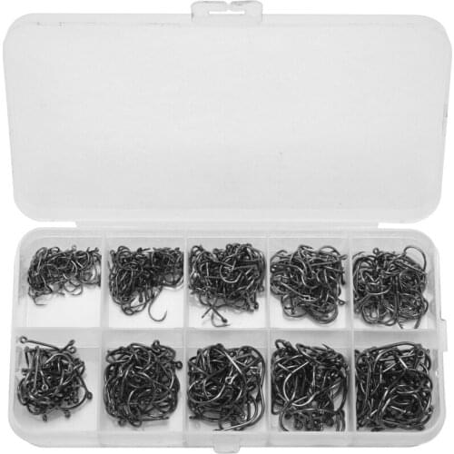 500Pcs/Set Mixed Size #3~12 High Carbon Steel Carp Fishing Hooks Pack With Hole With Retail Box Jigging Bait