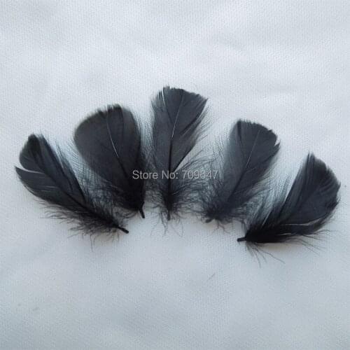 500Pcs/lot!4-6cm long BLACK Goose Coquille Loose Feathers ,Black goose body feathers for crafting projects, mask making etc