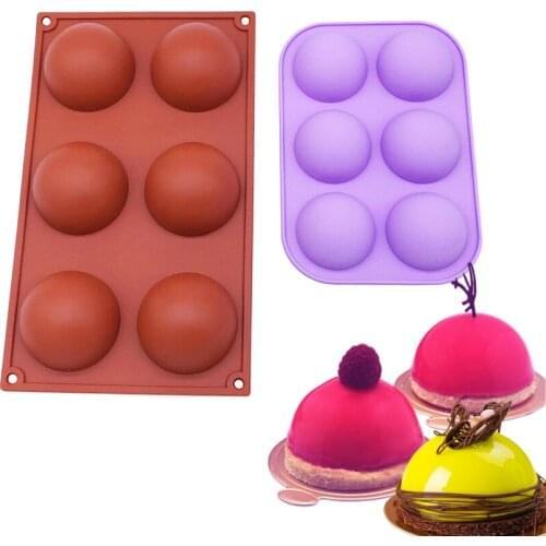 6 Cavities Half Ball Sphere Silicone Mold Sugarcraft Cookie Cupcake Chocolate Baking Pan Fondant Cake Decorating Tools