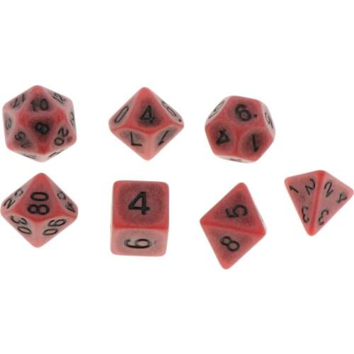 7 Pieces Acrylic Polyhedral Dice Set Table Game Party Games Red