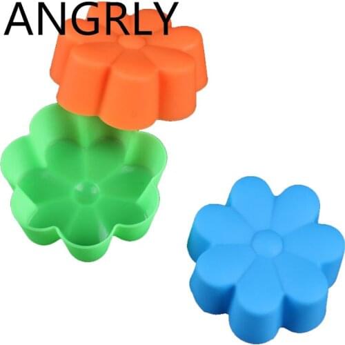 ANGRLY 10Pcs/set Cupcake silicone mold Muffin Round Silicone Cup Cake Tool Bakeware Baking Pastry Tools Kitchen Gadgets tarte