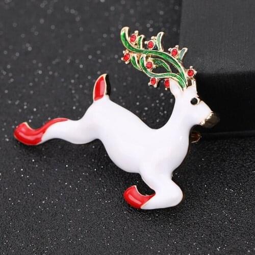 Christmas elk pins brooches Christmas gift wapiti brooch enamel cartoon animal lapel pins badge button green antlers buckhorn