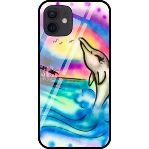 Maui Airbrush Tempered Glass Case For iPhone 11 Pro Max XS 12 mini SE 7 8 Plus X XR Shell Cover Coque
