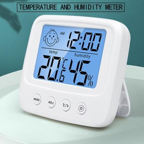 New LCD Digital Thermometer Hygrometer Indoor Mini Electronic Temperature Sensor Humidity Meter Gauge with Clock Weather Station