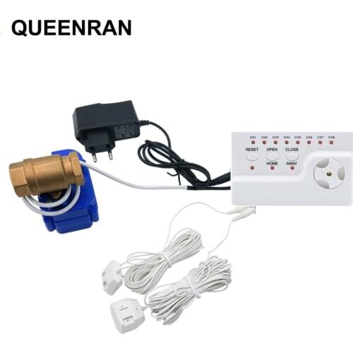 Water Leakage Sensor Alarm Kit WLD-806 with 2pcs Water Cables Auto Stop Valve Flood Overflow Alter Detector For Smart Home Safe