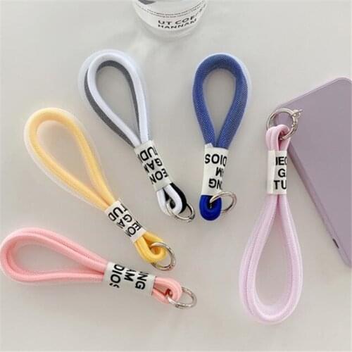 Mobile Phone Straps Double Color Weave Hanging Floral Neck Strap Lariat Strap Cords Clasp Rope Keychains Charms Bag Keyring