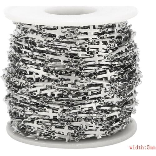 5M Handmade Jewelry Stainless Steel Silver Cross Chain Component DIY Accessories Making Findings Jewelry bracelet ankle chain