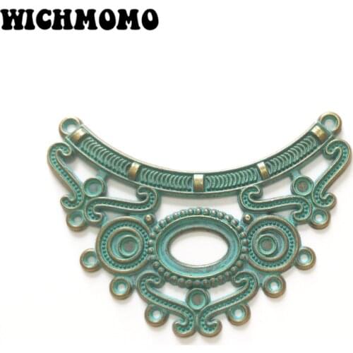 New 64MM 1pcs Retro Patina Plated Zinc Alloy Green Tassel Loop Porous Charms Connectors for Necklace DIY Jewelry Accessories