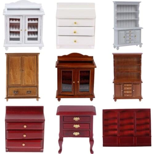 1PC Multi Style Miniature Closet TV Book Cake Bedside Table Cabinet Shelf Legs Cupboard Model Dollhouse Furniture Decor DIY Toys