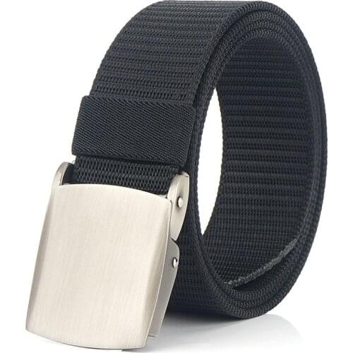 Mens nylon belt smooth buckle student simple Korean version of young people fashion wild jeans canvas belt