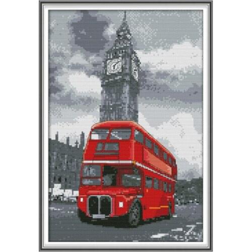 Bus cross stitch kit aida 14ct 11ct count print canvas cross stitches needlework embroidery DIY handmade
