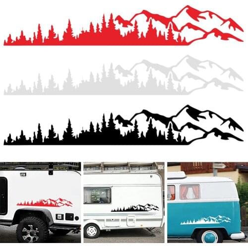 2PCS Car Door Side Stickers Mountain Nature Decal For Volkswagen Multivan TRANSPORTER T5 T6 Toyota Elfa Accessories Art Sticker