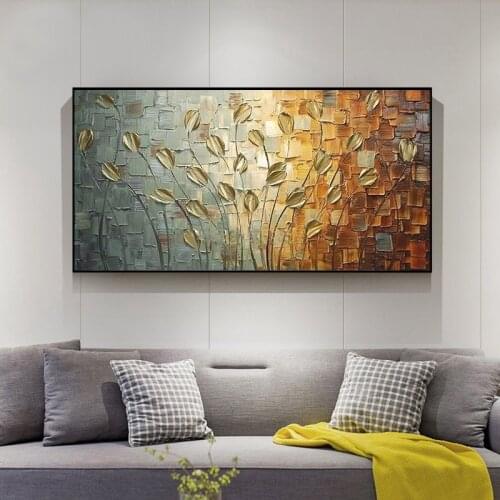 Abstract Leaves Flowers Oil Painting Canvas Wall Art Posters and Prints Nordic Art Wall Pictures for Living Room Home Cuadros