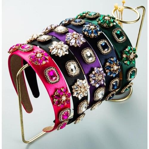 Autumn New Shiny Filling Full Rhinestone Headband Luxury Crystal Color Satin Women Exquisite Headband Hair Accessories Wholesale