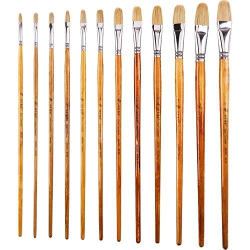 Paul Eezanne 7pcs Round Head Long Wood Handle Bristle Paint Brushes Set for Oil Gouache Watercolor School Drawing Art Supplies