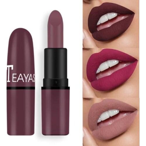 12 Color Sexy Red Lips Matte Velvet Lipstick Pencil Cosmetic Long Lasting Lip Tint Pigment Makeup Nude Brown Matte Lip stick