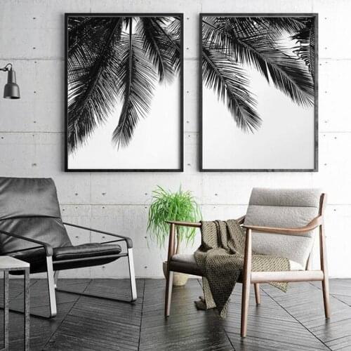 Palm Tree Wall Art Nordic Posters and Prints Tropical Leaf Pictures Minimalist Canvas Painting Black & White Home Decor