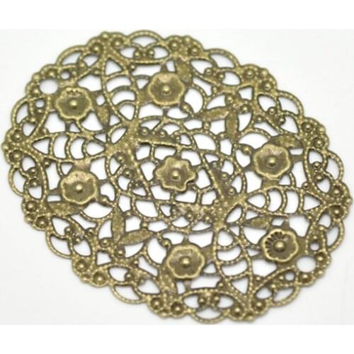 Lovely Antique Bronze Filigree Flower Wraps Connectors 5x4cm(2"x1-5/8"), sold per lot of 30 (B16291)