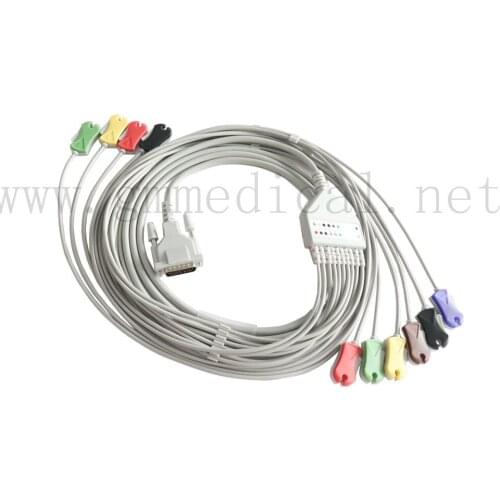 Compatible with Schiller,EKG Cable , IEC, 10-lead,DB15M>Grabber